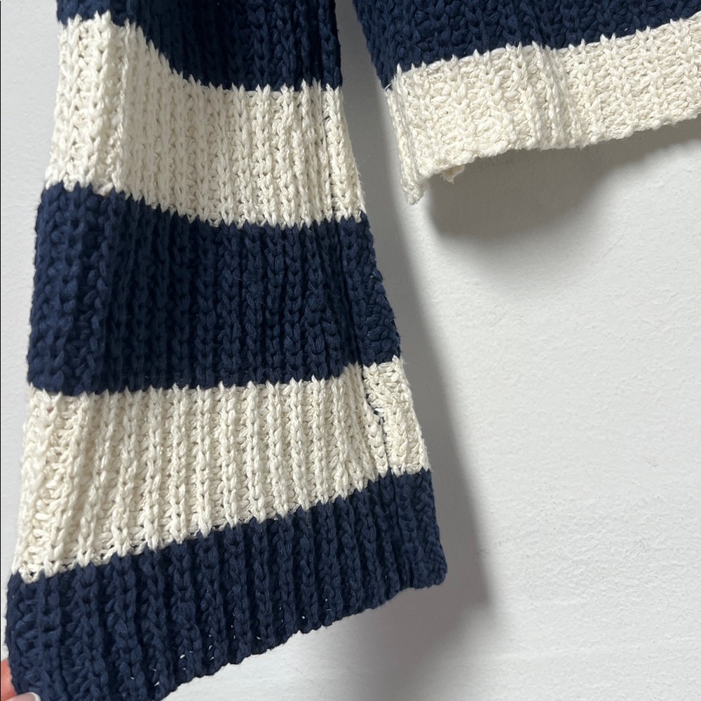 Anthropologie Pilcro Bell Sleeve Henley Navy Stripes nautical Sweater size S - Picture 6 of 9